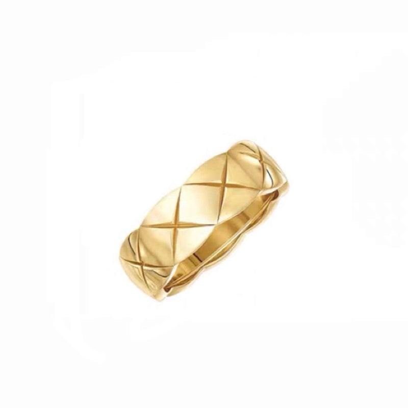 Shapes Studio 18k Gold Plated Rings for Women,Crush Wide Band Gold Plated Ring, Stacking Rings, Wedding Band Minimalist Style (Gold narrow, 7) - Image 1